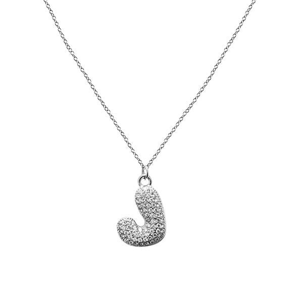 Collana Lettera Bubble Silver