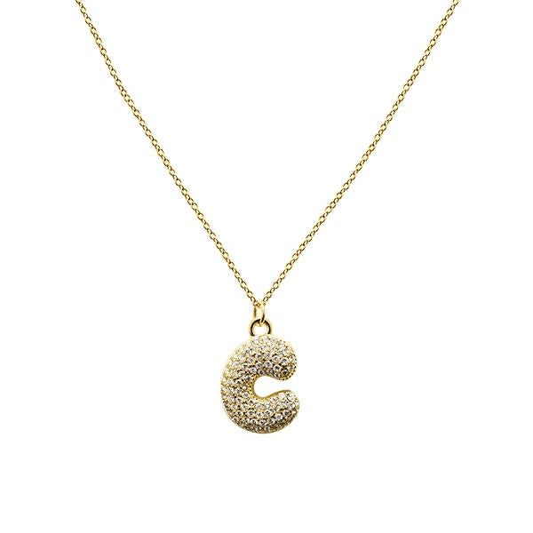 Collana Lettera Bubble Gold